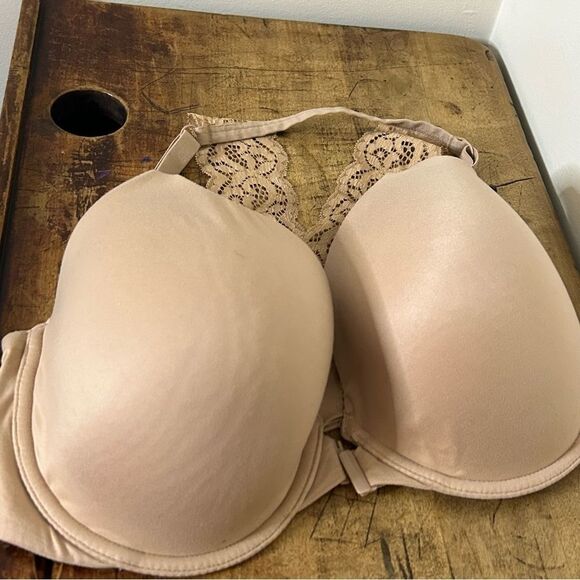 Victoria’s Secret Nude Lace Back Bra 34DDD Front Clasp Good Preworn Condition - Picture 5 of 8